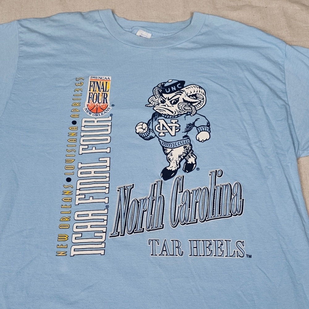 Logo 7 Tar Heels 1993 NCAA Final Four New Orleans Carolina Blue XL T-Shirt SS
